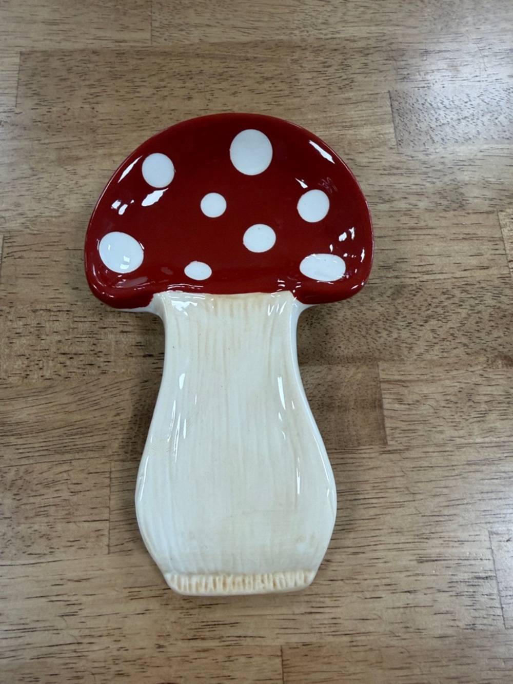 Ceramic Red Mushroom Spoon Rest – Polka Dot Kitchen Utensil Holder